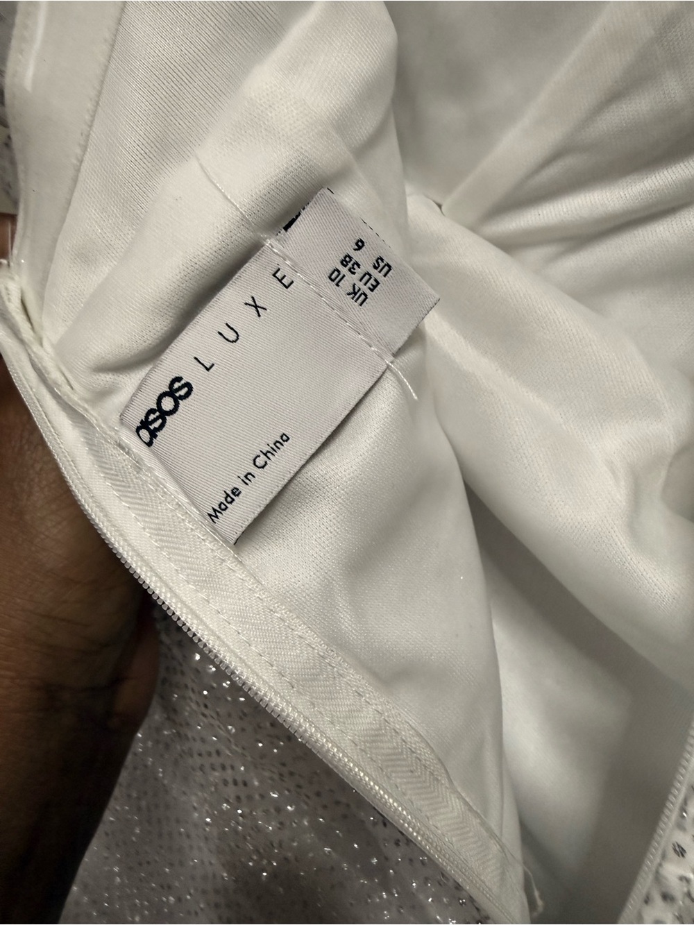 ASOS White One-Shoulder Ruffle Mini Dress with Subtle Sparkle - Picture 9 of 11
